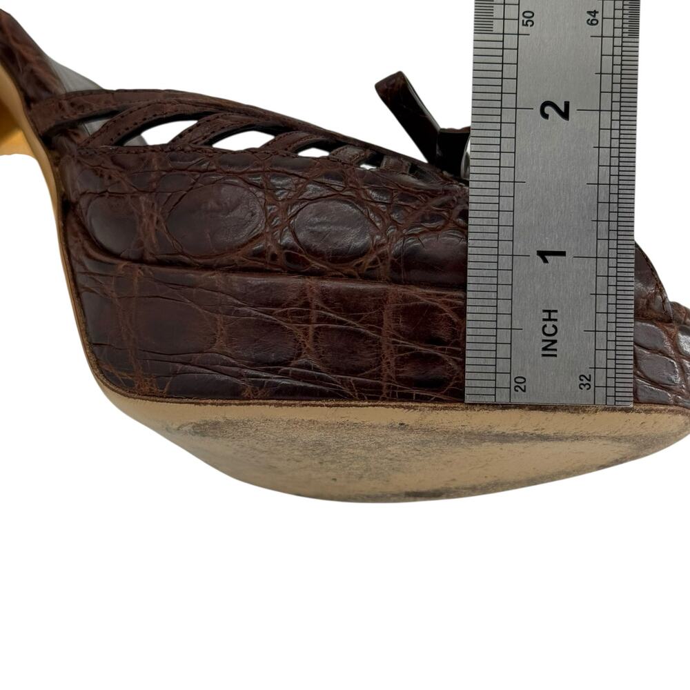 Gucci Brown Cyclamin Python Platform Heeled Sanda… - image 13